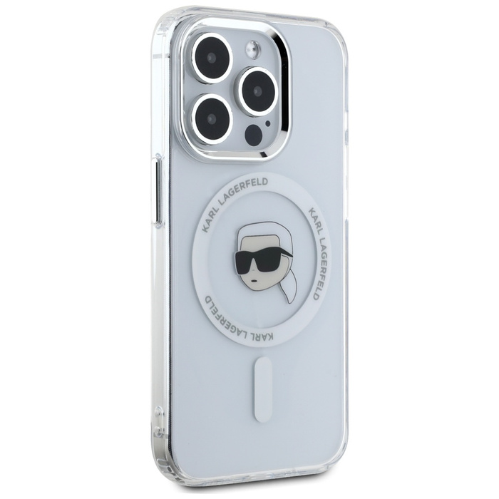 Etui Karl Lagerfeld IML Metal Karl Head   MagSafe do iPhone 15 Pro biały