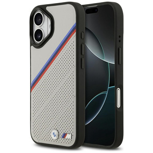 Etui BMW M Tricolor Metal Logo MagSafe   do iPhone 17 szary