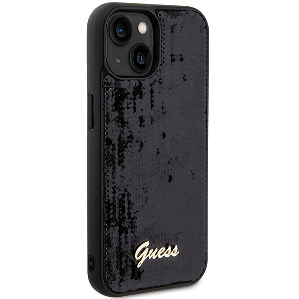Etui Guess GUHCP15SPSFDGSK iPhone 15 6.1" czarny/black hardcase Sequin Script Metal Case