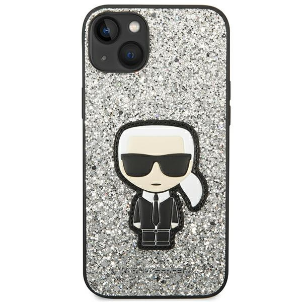 Etui KARL LAGERFELD Apple iPhone 14 Plus Glitter Flakes Ikonik Srebrny Hardcase
