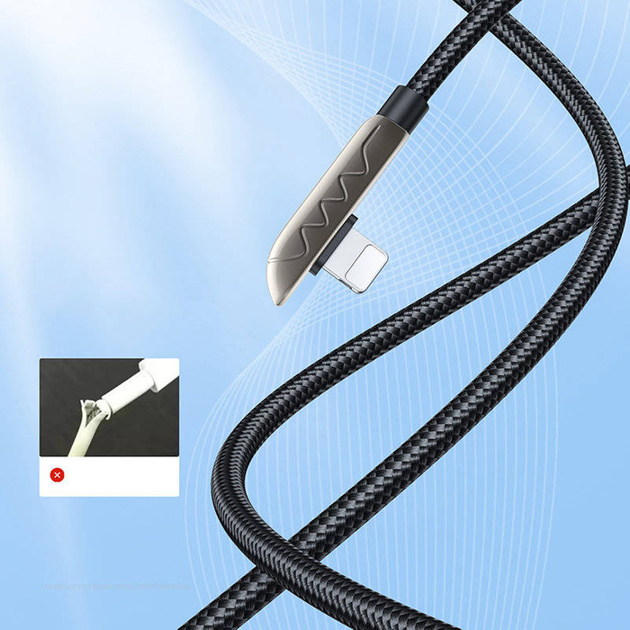 Joyroom gamingowy kabel USB - Lightning do ładowania / transmisji danych 2,4A 1,2m srebrny (S-1230K3)