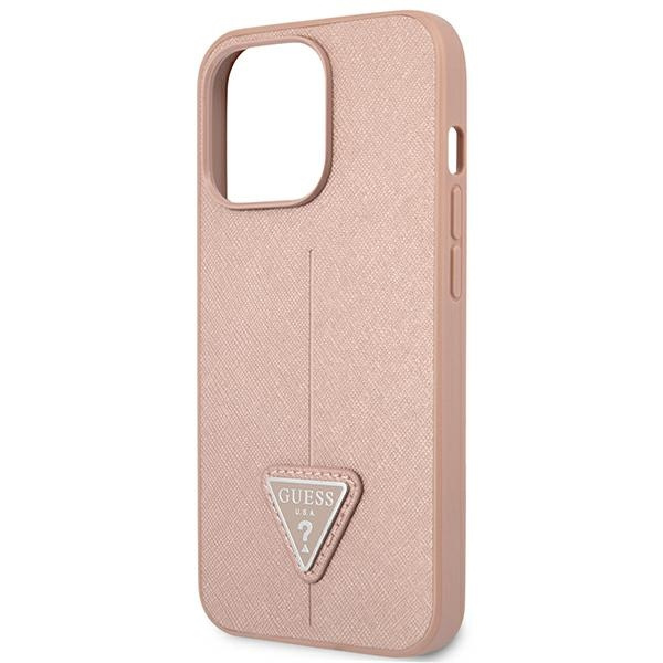 Etui GUESS Apple iPhone 14 Pro Max SaffianoTriangle Logo Różowy Hardcase