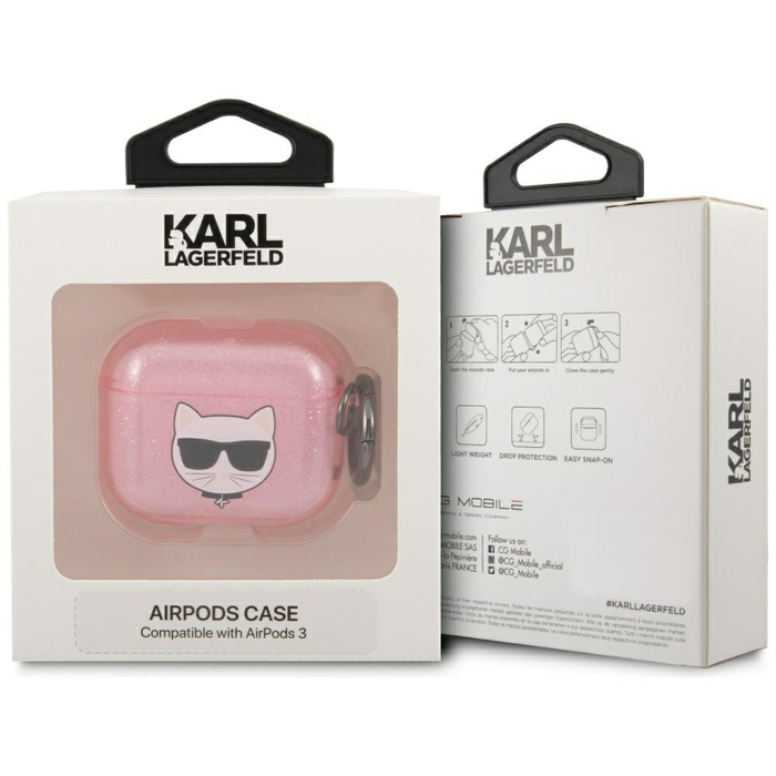 Etui KARL LAGERFELD Apple AirPods 3 Glitter Choupette Różowy Case