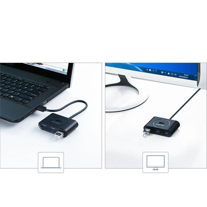 Ugreen rozdzielacz HUB 4x USB 3.0 port USB Typ C kabel 1m czarny (CR113 40850)