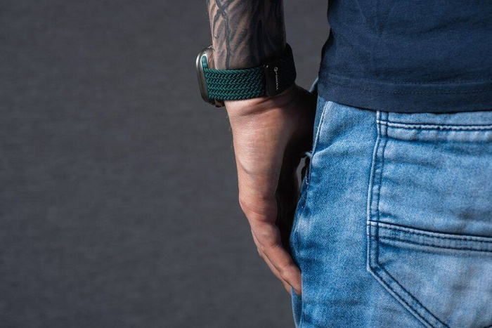 FORCELL F-DESIGN FA02 pasek magnetyczny nylonowy do APPLE Watch 42 / 44 / 45 / 49 mm ciemny zielony