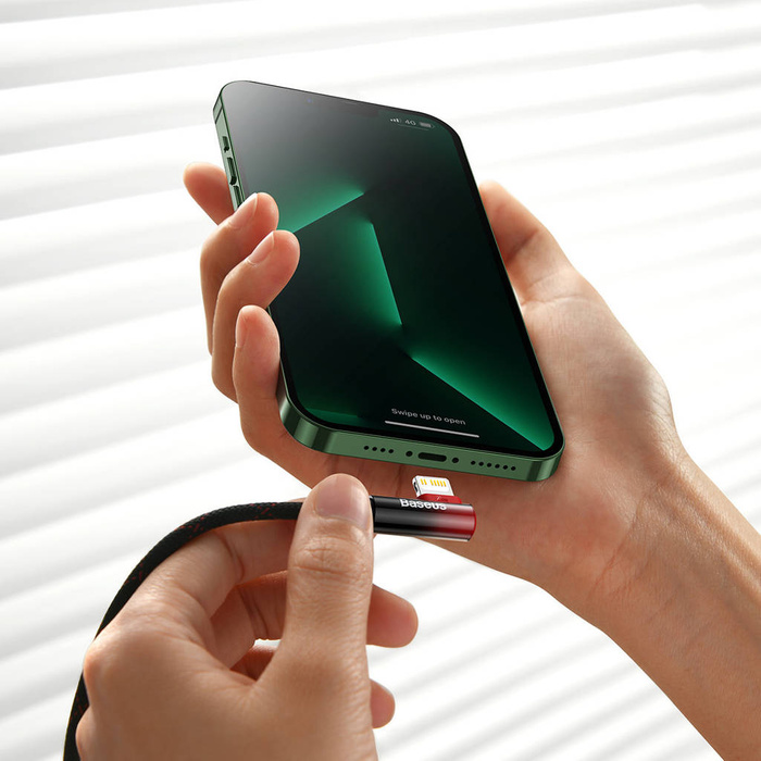 Baseus MVP 2 Elbow kątowy kabel przewód Power Delivery z bocznym wtykiem USB Typ C / Lightning 1m 20W czerwony (CAVP000220)