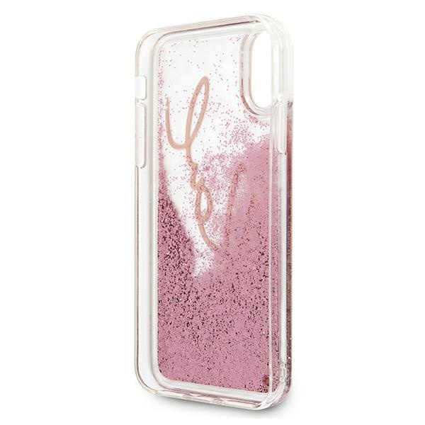 Etui KARL LAGERFELD Apple iPhone X Xs Glitter Signature Różowy Złoty Case