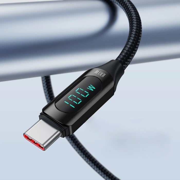[PO ZWROCIE] Kabel USB C - USB C Wozinsky WUCCC1 z wyświetlaczem PD 100W 1m - czarny