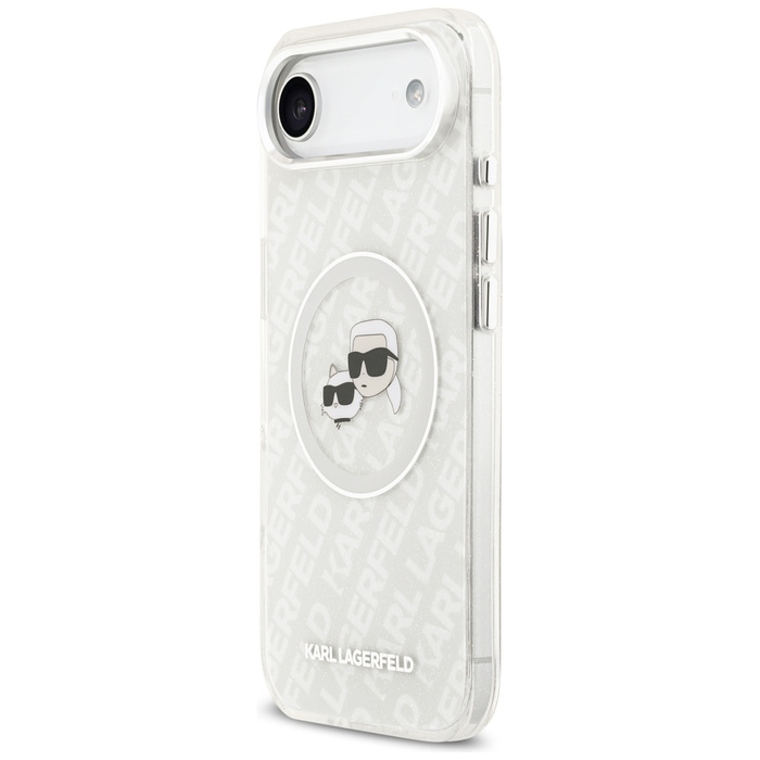 Etui Karl Lagerfeld IML Glitter Karl &   Choupette Heads Logo MagSafe do iPhone Air szary