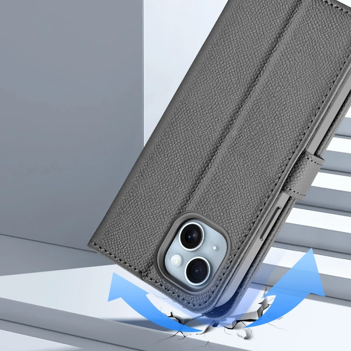 Etui skórzane Dux Ducis Lawa na iPhone 15 - szare