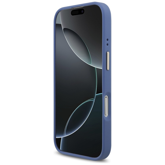 Etui Guess 4G Strass Logo & Big Strap    Metal Buttons MagSafe do iPhone 17 niebieski