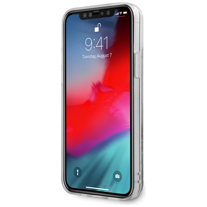 Etui KARL LAGERFELD Apple iPhone 12 Mini Ikonik Liquid Glitter Srebrny Hardcase