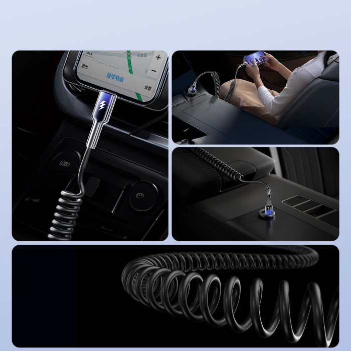 Kabel spiralny Joyroom S-A43 Crystal-Clear Series 3A USB-A - Lightning 1,5m - czarny