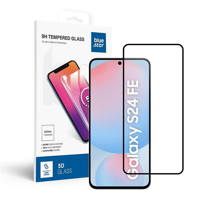 Szkło hartowane do Samsung Galaxy S24 FE (full glue / case friendly) Blue Star 5D czarne