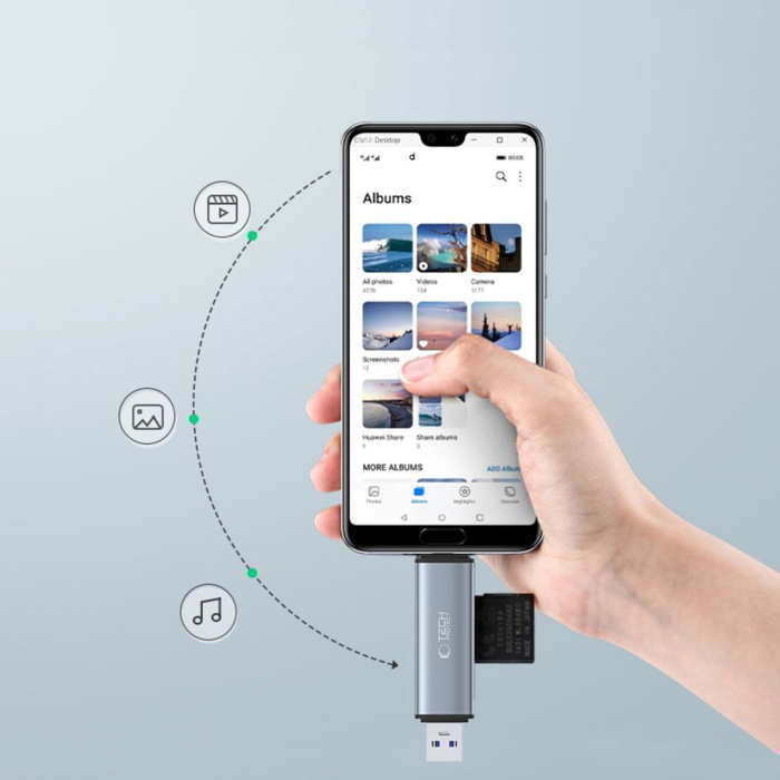 CZYTNIK KART TECH-PROTECT ULTRABOOST CARD READER SD & MICRO SD GREY