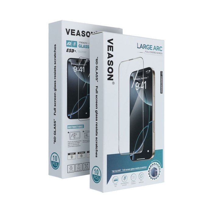Szkło Hartowane 6D Pro Veason Glass (SET 10in1) - do Iphone 13 Pro / 14 czarny