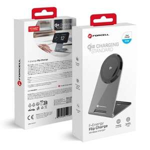 Ładowarka indukcyjna Forcell F-Energy Flip Charge USB C Qi2 15W zgodna z MagSafe srebrna 0INT