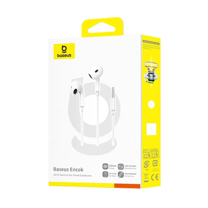 SŁUCHAWKI BASEUS ENCOK HZ19 MINI JACK 3.5MM WHITE