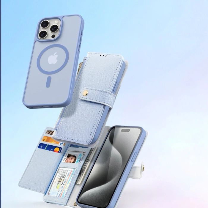 Etui skórzane Dux Ducis Lawa na iPhone 15 - niebieskie