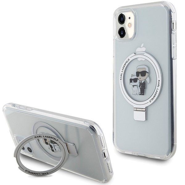 Etui Karl Lagerfeld KLHMN61HMRSKCH iPhone 11 / Xr 6.1" bialy/white hardcase Ring Stand Karl&Choupettte MagSafe Case