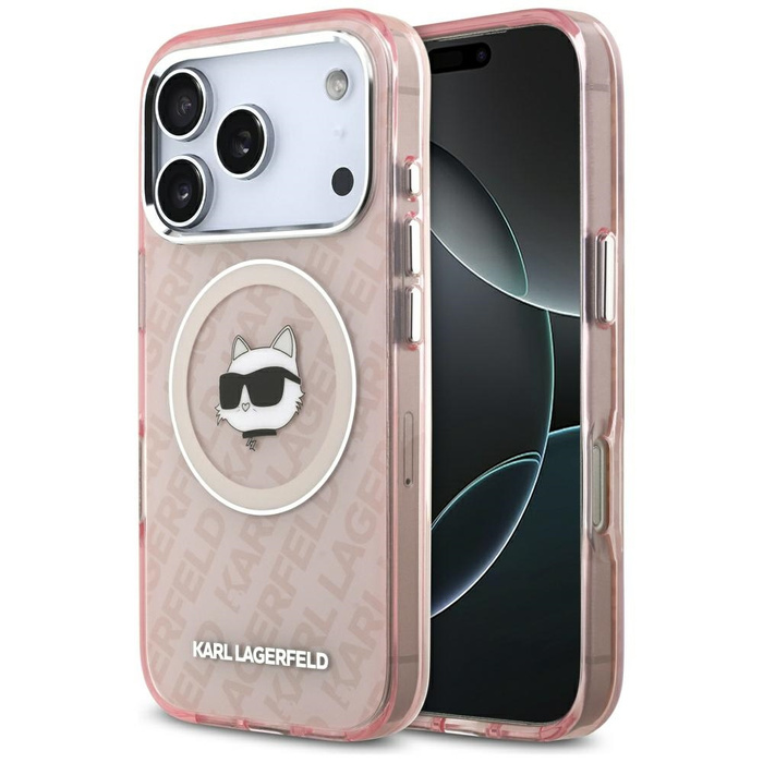 Etui Karl Lagerfeld IML Choupette Head   Logo MagSafe do iPhone 17 Pro różowy