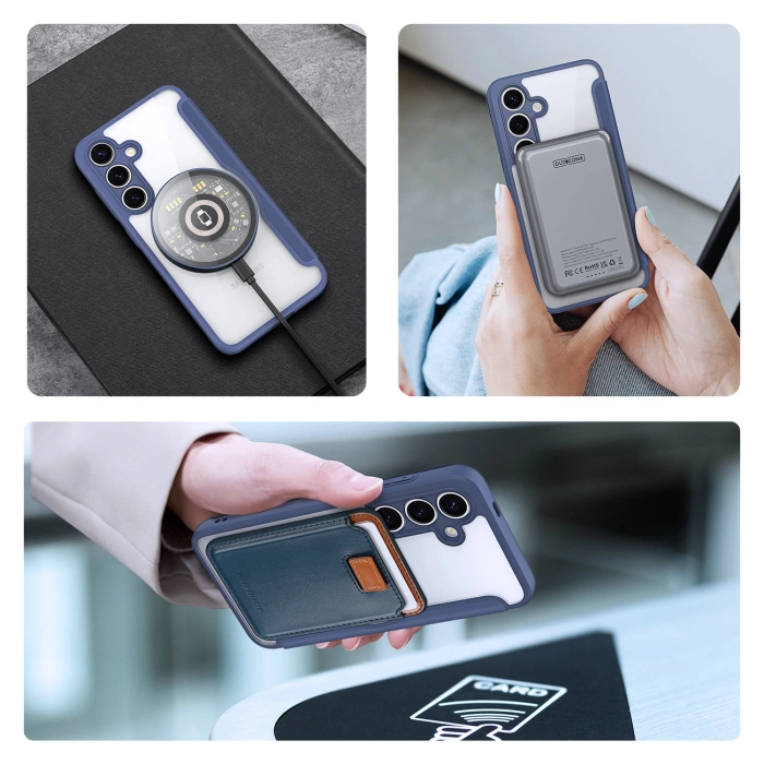 Etui Dux Ducis Skin X Pro na Samsung Galaxy S25+ z MagSafe i portfelem - niebieskie