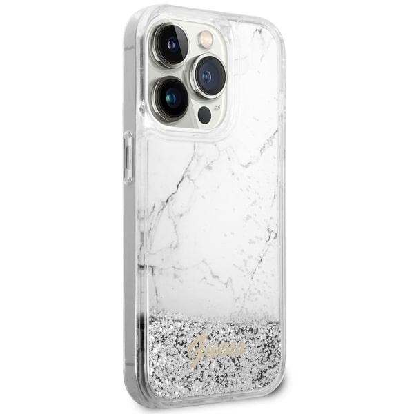 Etui Guess GUHCP14LLCSGSGH iPhone 14 Pro 6.1" biały/white hardcase Liquid Glitter Marble Case