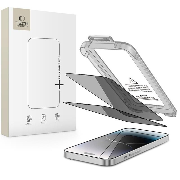 SZKŁO PRYWATYZUJĄCE TECH-PROTECT IPHONE 14 PRO QUICK SET SPY+ 2-PACK  PRIVACY
