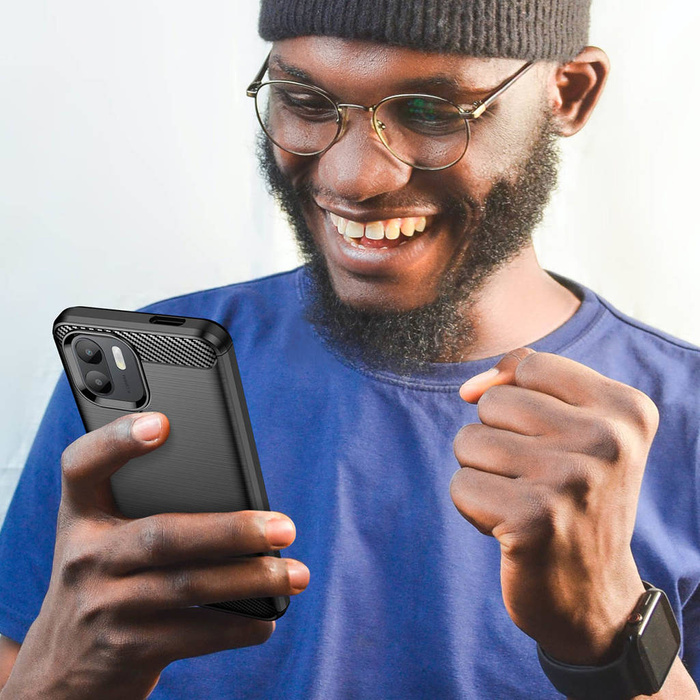 Etui Carbon Case etui do Xiaomi Redmi A1+ elastyczny silikonowy karbonowy pokrowiec czarne Case