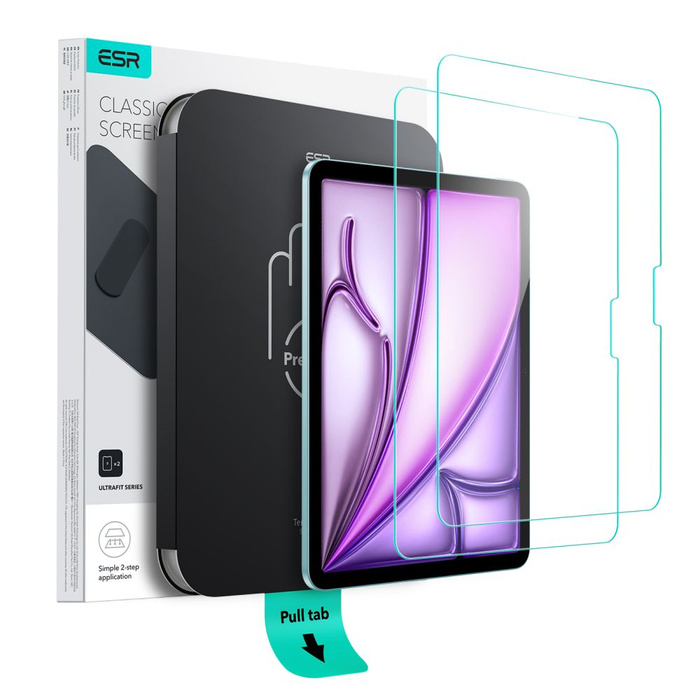 SZKŁO HARTOWANE ESR ULTRAFIT TEMPERED GLASS 2-PACK IPAD AIR 11” 6 / 7 / 2024-2025 CLEAR