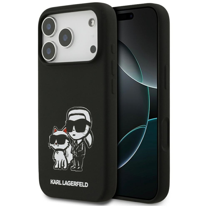 Etui Karl Lagerfeld Silicone K&C Sketch  & Logo MagSafe do iPhone 17 Pro czarny