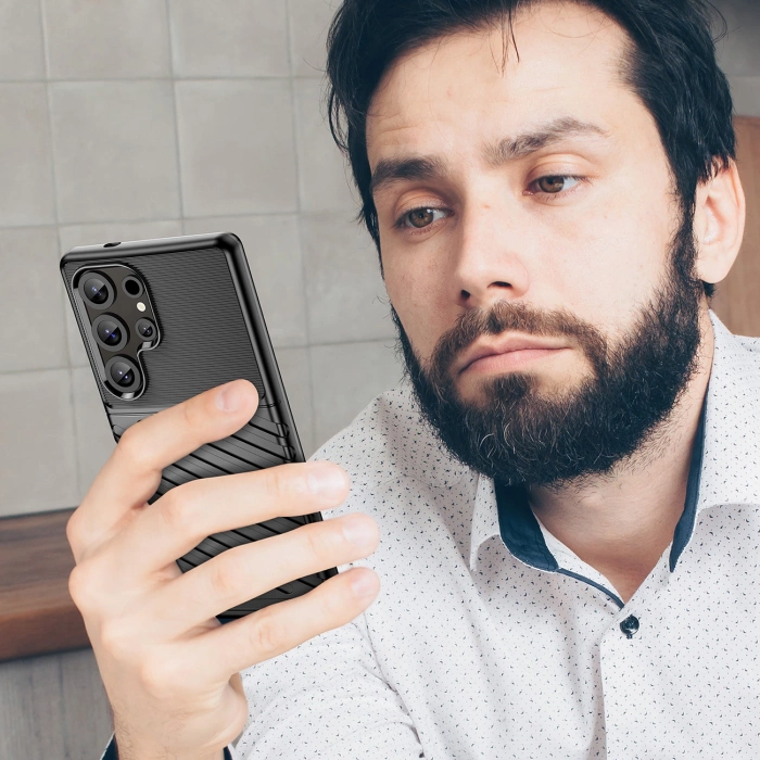 Thunder Case etui do Samsung Galaxy S25 Ultra silikonowy pancerny pokrowiec - czarne