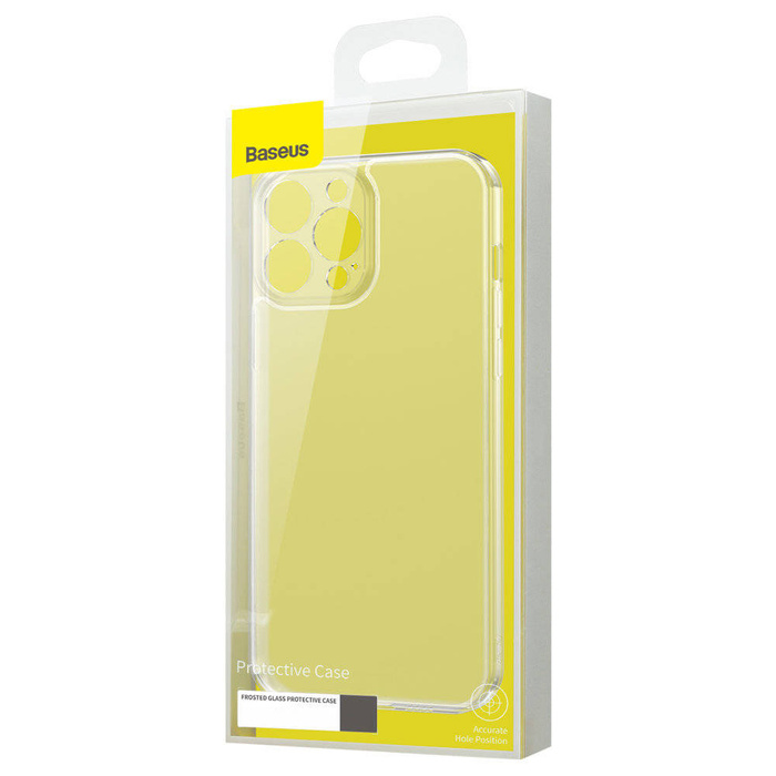 Etui Baseus Frosted Glass Case pokrowiec do iPhone 13 Pro sztywna obudowa z żelową ramką przezroczysty (ARWS000702)