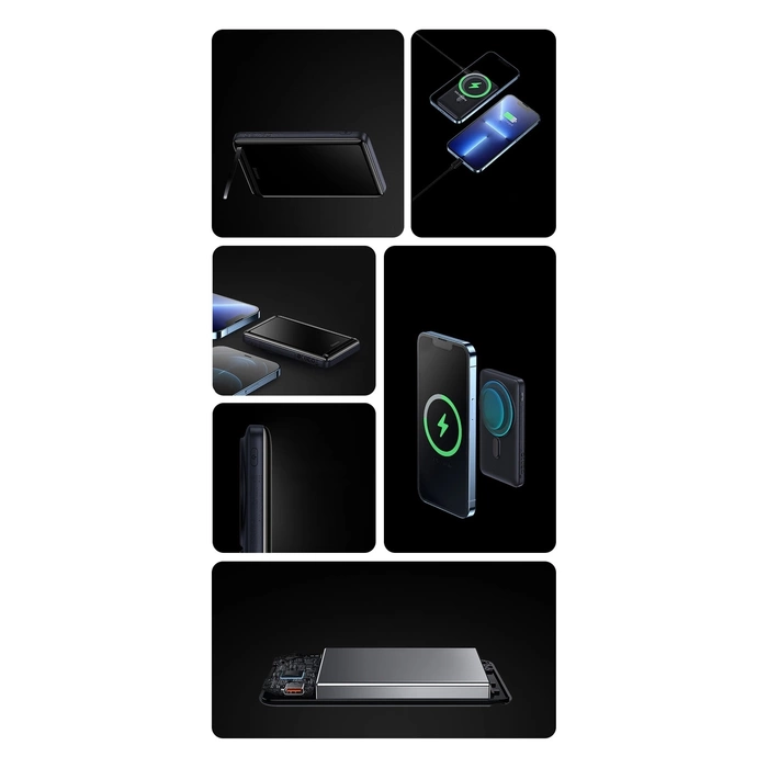 Powerbank Baseus Magnetic Bracket 10000mAh 20W z MagSafe Niebieski z Kablem USB-C 0.5m