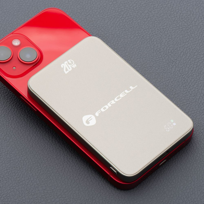 Powerbank zgodny z MagSafe Forcell F-Energy SuperSlim F5K8 QC4.0 PD3.0 15W 5000 mAh tytanowy pustynny 0INT