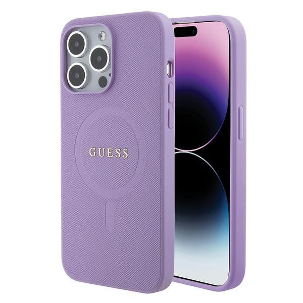 Etui Guess GUHMP15XPSAHMCU iPhone 15 Pro Max 6.7" fioletowy/purple hardcase Saffiano MagSafe Case