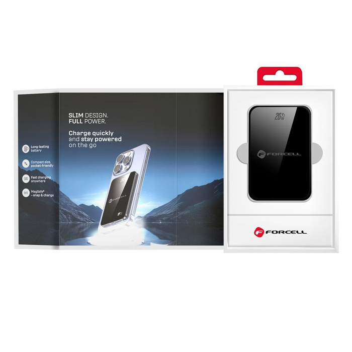 Powerbank zgodny z MagSafe Forcell F-Energy SuperSlim F5K8 QC4.0 PD3.0 15W 5000 mAh czarny 0INT