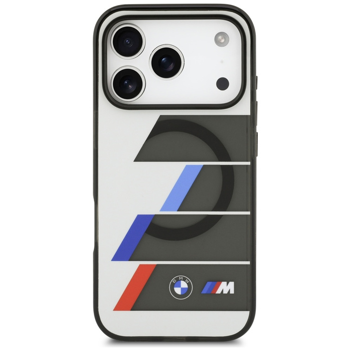 Etui BMW M IML Metal Buttons Tricolor    Lines MagSafe do iPhone 17 Pro Max antracyt