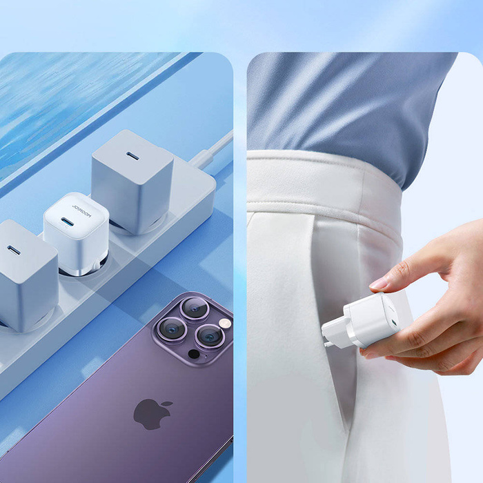 Mini ładowarka USB C 20W PD z kablem USB C - Lightning Joyroom JR-TCF02 | biała
