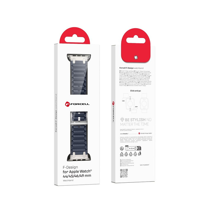 Pasek do Apple Watch Forcell F-Design FA06 dziurki silikon 42 / 44 / 45 / 49 mm niebieski