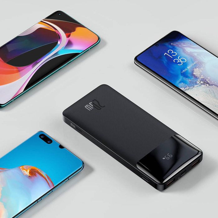 Baseus Bipow powerbank z szybkim ładowaniem 10000mAh 20W czarny (Overseas Edition) + kabel USB-A - Micro USB 0.25m czarny (PPBD050301)