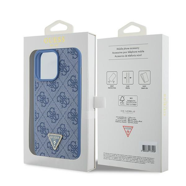 Etui Guess GUHCP15XP4TDPB iPhone 15 Pro Max 6.7" niebieski/blue hardcase Leather 4G Triangle Strass Case