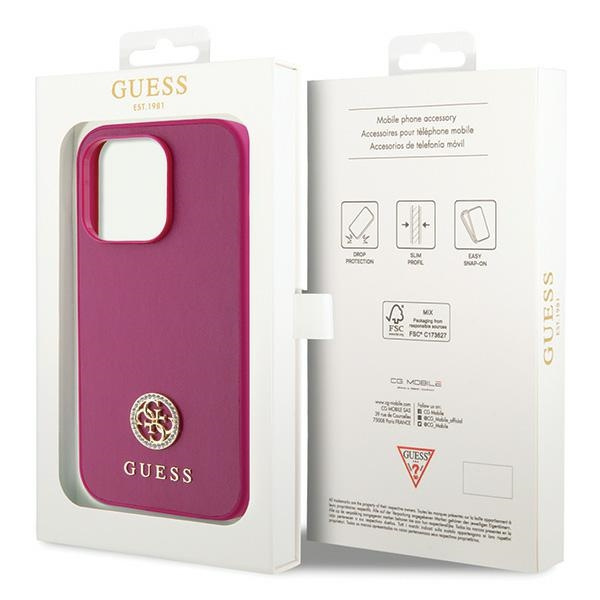 Etui Guess GUHCP15LPS4DGPP iPhone 15 Pro 6.1" różowy/pink hardcase Strass Metal Logo