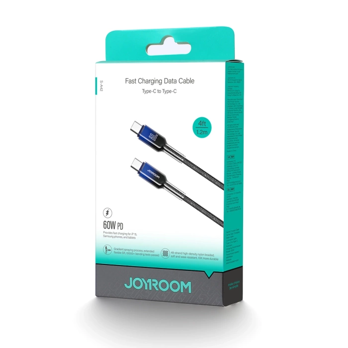 Kabel Joyroom S-A42 Crystal-Clear Series 60W USB-C - USB-C 1,2m - czarny