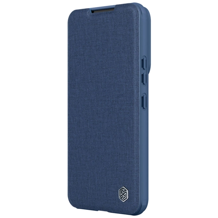 Nillkin Qin Cloth Pro Case etui Samsung Galaxy S23 pokrowiec z klapką osłona na aparat niebieskie