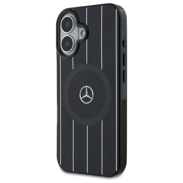 Etui Mercedes iPhone 16 6.1" czarny/black hardcase MB Double Layer Crossed Lines MagSafe