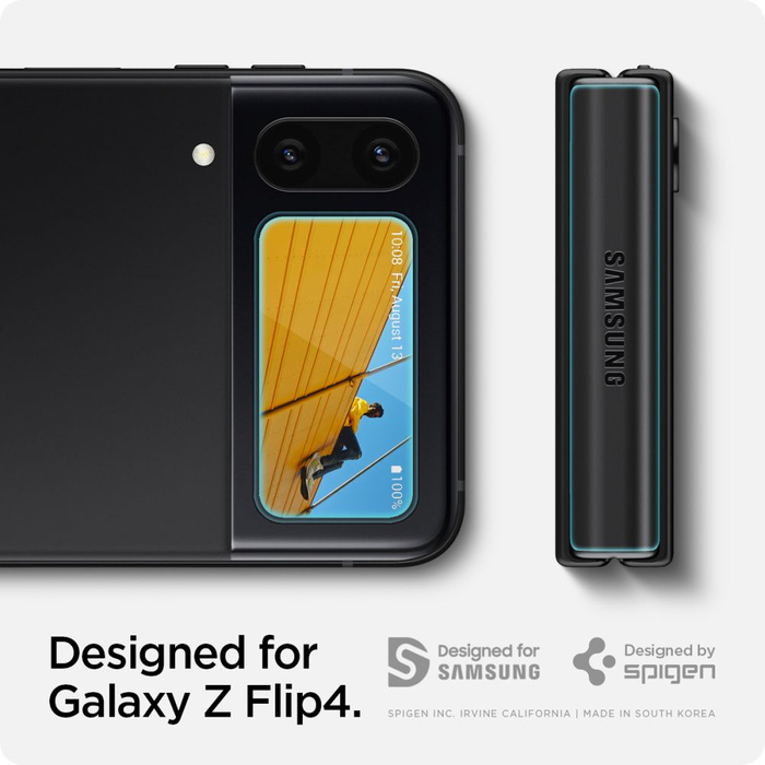 SZKŁO HARTOWANE SPIGEN GLASS FC ”EZ FIT” + HINGE FILM 2-PACK GALAXY Z FLIP 4 BLACK