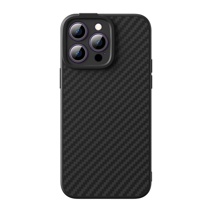 Etui Pancerne Etui iPhone 14 Pro Max Kompatybilne Z Magsafe Szkło Hartowane Baseus Synthetic Fiber - Czarne Case
