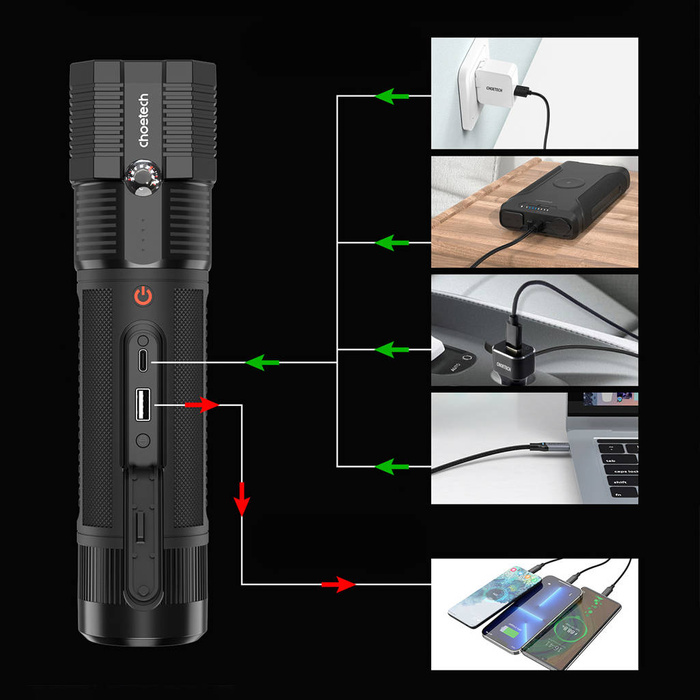 Choetech jump starter z powerbankiem 8000mAh - latarka LED czarny (TC0016)