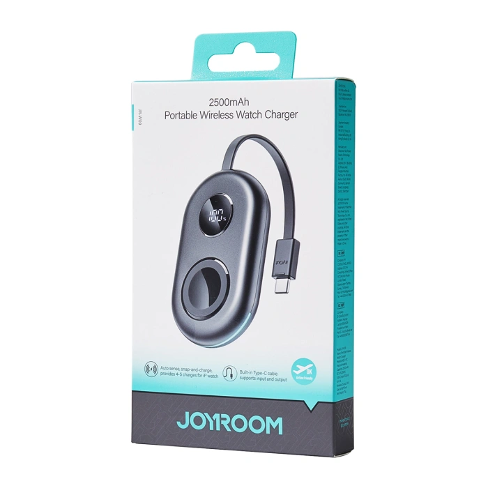 Powerbank z ładowaniem bezprzewodowym Joyroom JR-W09 3W z kablem USB-C do Apple Watch  - czarny